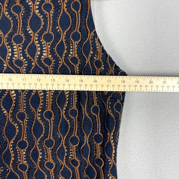 Piazza Sempione Wool Sheath Dress Womens 44 8 Blue Crochet Made in Italy Classic - Picture 4 of 15